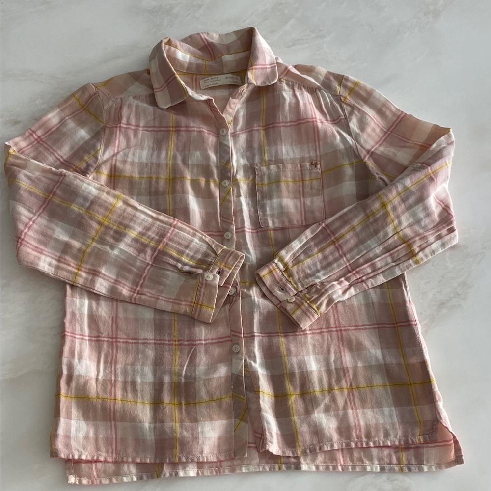 Zara Girls Pink and Yellow Plaid Shirt-Size 11/12